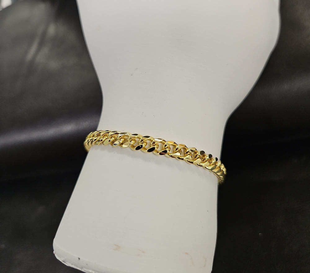 Men's Polished Gold Cuban Link Bracelet